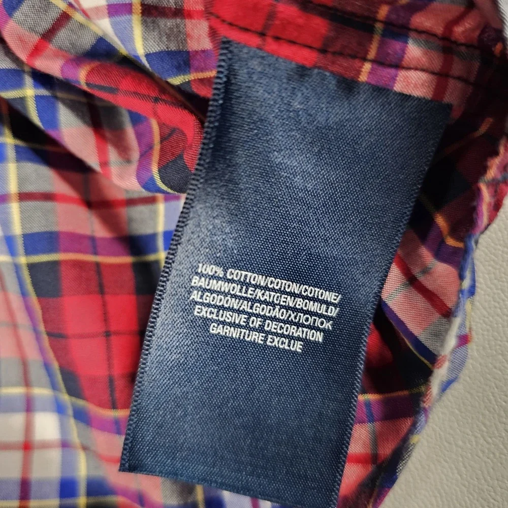 Ralph‎ Lauren Boys L 14-16 Red Plaid Button Down Shirt Long Sleeve Pony Logo